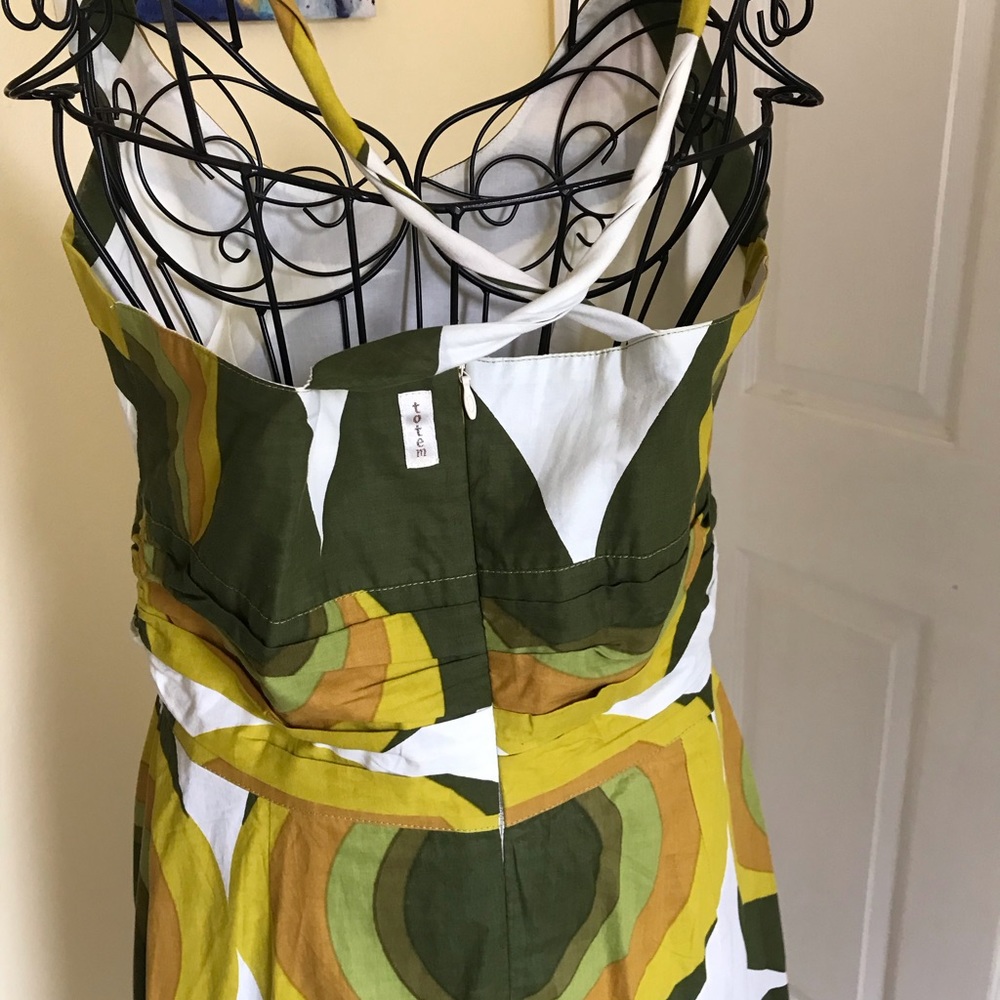 Totem Dress by Brazilian Designer Cotton Lined Geometric Back Zipper Size 3 - Picture 5 of 11